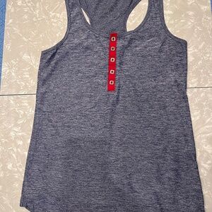 Oiselle Lux Henley Tank Top Satellite Heathered Blue / Purple 4
